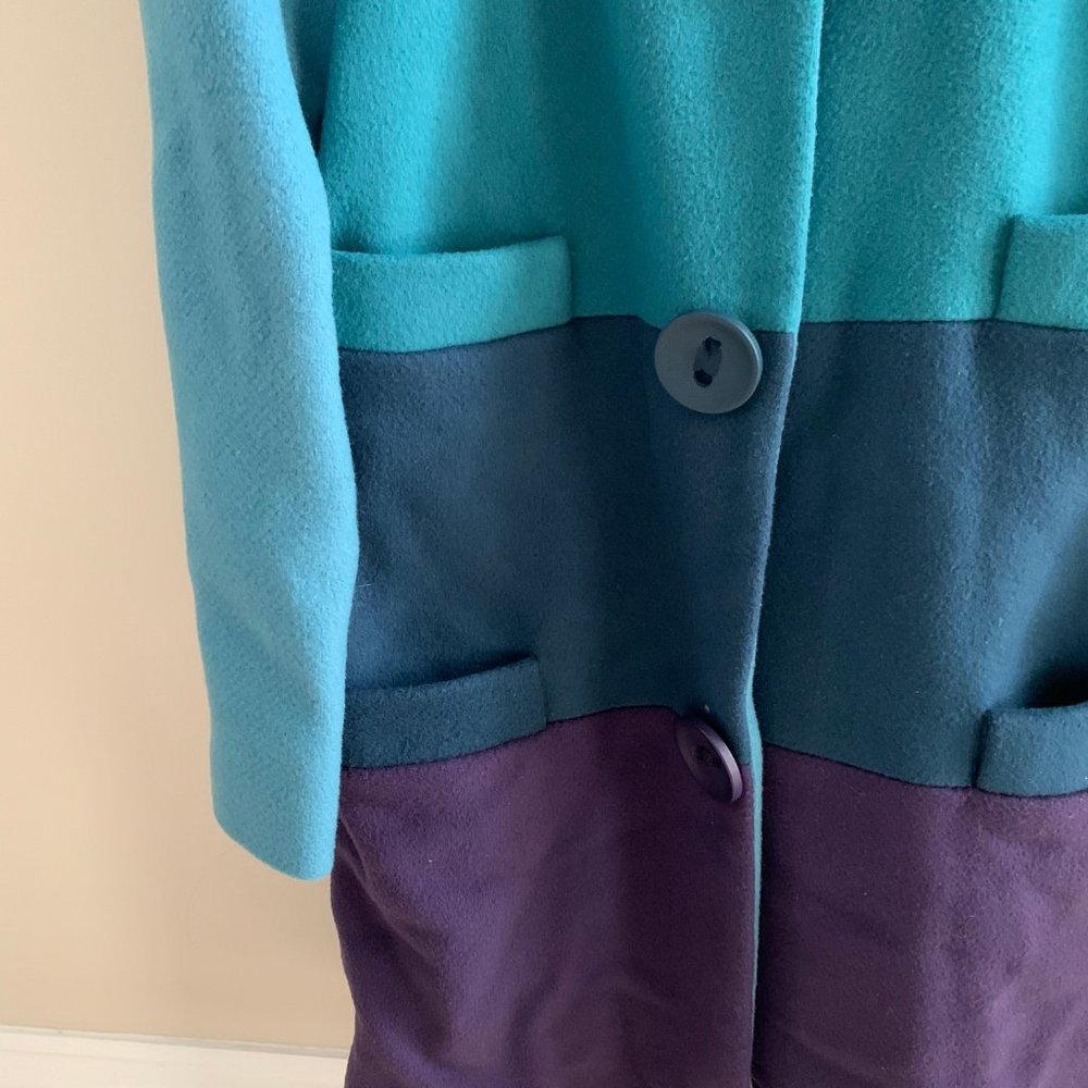 Marc Jacobs Wool Blend Color Block Coat Size M - image 5